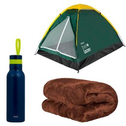 Kit Barraca Igloo 4 + Garrafa Térmica Azul + Manta Marrom - 1