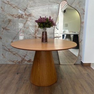 Mesa de Jantar Cone 1,30cm Redonda Base e Tampo Amadeirada