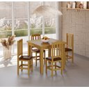 Ver imagem 1 de Conjunto Mesa Mel De Madeira 88x88 Com 4 Cadeiras Estofadas Para Cozinha Sala De Jantar  Sfa