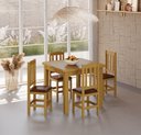 Ver imagem 1 de Conjunto Mesa Mel De Madeira 88x88 Com 4 Cadeiras Estofadas Para Cozinha Sala De Jantar Sfa