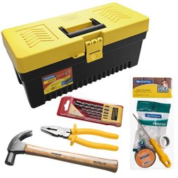 Kit Presente Maleta Martelo Alicate Brocas + Ferramentas 5 Pçs - 1