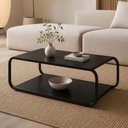 Ver imagem 4 de Mesa de Centro para Sala de Estar 80cm Orgânica Industrial Alek A03 Nero Preto - Lyam Decor