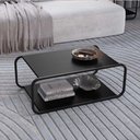 Ver imagem 3 de Mesa de Centro para Sala de Estar 80cm Orgânica Industrial Alek A03 Nero Preto - Lyam Decor
