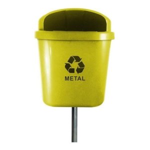 Cesto Individual Lixeira Coleta Seletiva 40L Poste Amarelo