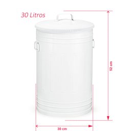 Lixeira 30 Litros Branca Lata De Lixo Americana Branca Metal - 6
