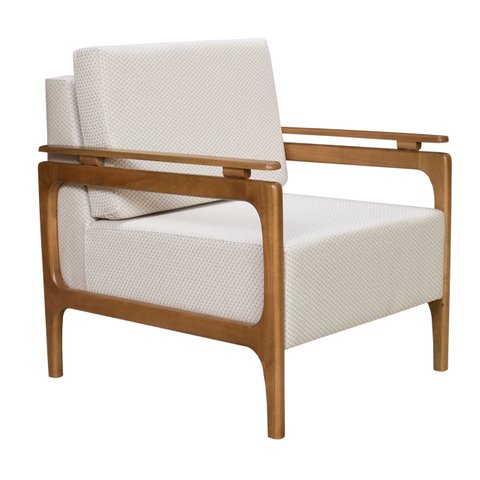 Poltrona Decorativa Yasmim braço de madeira - Tecido 030