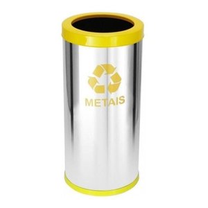Lixeira Em Aço Inox Com Aro Pintado 22 Litros