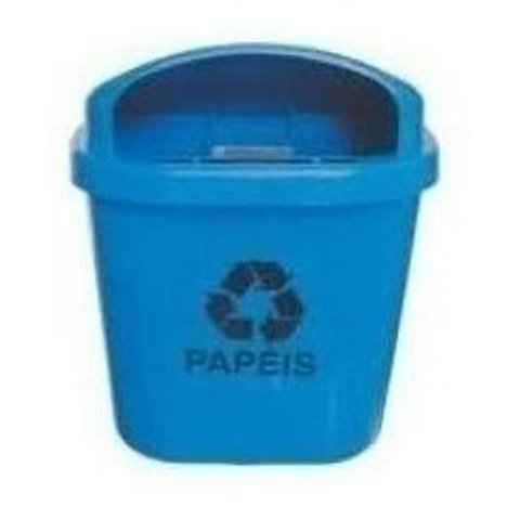 Cesto Individual Coleta Seletiva 40L Para Poste Parede Azul