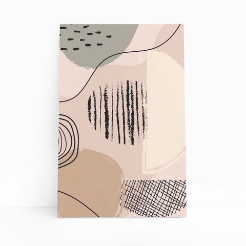 Abstrato Arte Bege Minimalista Quadro Canvas 100x70cm