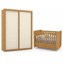 Ver imagem 1 de Jogo de Quarto Infantil Tutto New com Guarda Roupa 2 Portas e Berço Freijó/Off White - Matic Móveis