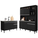 Ver imagem 1 de Cozinha Compacta Alice e Balcão Gabinete sem Tampo Tatiane 120cm Preto - Ajl Móveis