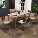 Ver imagem 2 de Mesa Capri 160cm Off White Com 6 Cadeiras Allana B05 Couríssimo Marrom Linho Cinza - Lyam Decor
