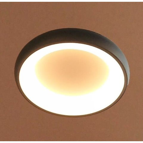 Luminária Plafon de LED Redondo 42cm Preto para Sala Quarto Corredor Hall Área Gourmet