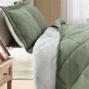 Ver imagem 2 de Kit Cobre Leito Essencial Casal Micropercal 300 Fios Dupla Face Colcha 3 Peças Verde