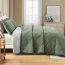 Ver imagem 1 de Kit Cobre Leito Essencial Casal Micropercal 300 Fios Dupla Face Colcha 3 Peças Verde