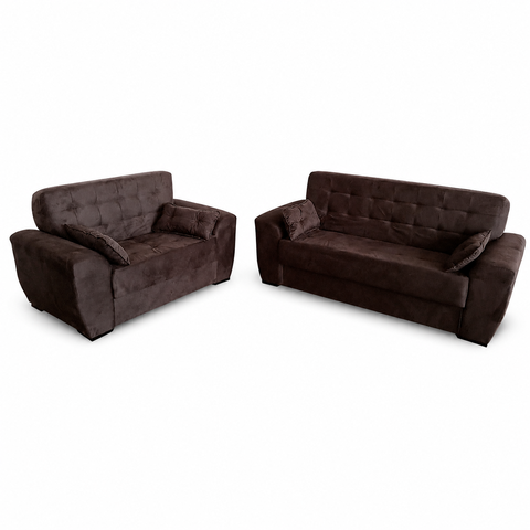 Conjunto de Sofas 2 e 3 Lugares Berlim Marrom Masterflex