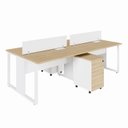 Ver imagem 2 de Mesa Dupla 2,40m P/ 4 Pessoas C/ 2 Gav. e Divisória Mac B F5 Cor:macadamia com Branco