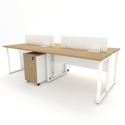 Mesa Dupla 2,40m P/ 4 Pessoas C/ 2 Gav. e Divisória Mac B F5 Cor:macadamia com Branco - 6