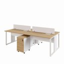 Ver imagem 6 de Mesa Dupla 2,40m P/ 4 Pessoas C/ 2 Gav. e Divisória Mac B F5 Cor:macadamia com Branco