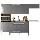 Ver imagem 4 de Cozinha Completa Soul com Balcão para Pia 9 Portas Nicho P/ Micro-ondas Mdp 2,49m - Freijó/gris