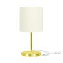 Ver imagem 1 de Abajur Eros Cilindrico Bege Com Base Redonda Dourado