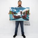 Ver imagem 2 de Quadro Decorativo os Barcos em tela Canvas TACOLADO PAPEL DE PAREDE Moldura Flutuante 4,5cm Freijó 9