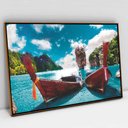 Ver imagem 1 de Quadro Decorativo os Barcos em tela Canvas TACOLADO PAPEL DE PAREDE Moldura Flutuante 4,5cm Freijó 9
