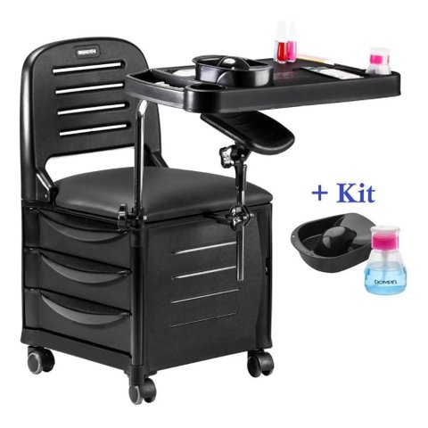 Cadeira Mesa Manicure Cirandinha Veneza Preta - Dompel