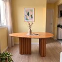 Ver imagem 1 de Mesa de Jantar Orgânica para 4 Lugares com Base Ripada 135x75x90cm