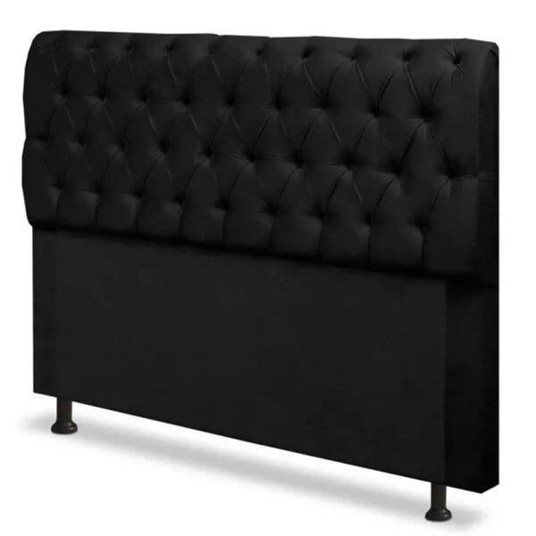 Cabeceira Capitonê Casal Queen 160cm Para Cama Box Paris Suede Preto - DS Móveis - 1