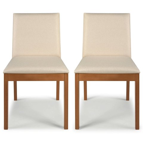 Conjunto 2 Cadeiras Sala de Jantar com Encosto Estofado Masp Marrom/Castanho/Bege