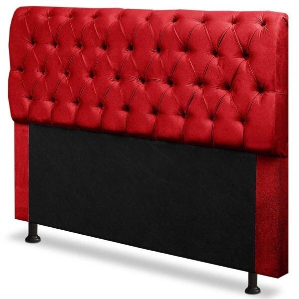 Cabeceira Capitonê Casal King 195cm Para Cama Box Paris Suede Vermelho - DS Móveis - 1