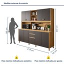 Ver imagem 3 de Armário para Cozinha Completa 8 Portas 3 Gavetas Ferrari Cinza/Cinamomo/Grafite