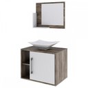 Ver imagem 2 de Armário de Banheiro com Cuba e Espelho 1 Porta 2 Prateleiras Carvalho Dark/Branco Chess 13689 - Comp