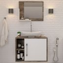 Ver imagem 6 de Armário de Banheiro com Cuba e Espelho 1 Porta 2 Prateleiras Carvalho Dark/Branco Chess 13689 - Comp