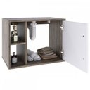 Ver imagem 3 de Armário de Banheiro com Cuba e Espelho 1 Porta 2 Prateleiras Carvalho Dark/Branco Chess 13689 - Comp