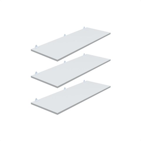 Kit 3 Prateleira Branca 90X30 + Suporte Flutuante Mdf  Organizadora Decoração Cozinha Banheiro Sala