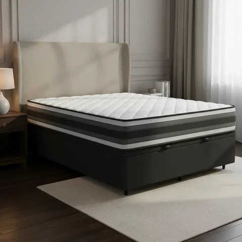 Cama Box Baú com Colchão de Espuma D45 Double Face Territory Hellen Casal 138cm