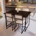 Ver imagem 1 de Conjunto Mesa de Jantar Retangular Preto 4 Cadeiras Preta Riviera Industrial Don Castro Decor Rivier