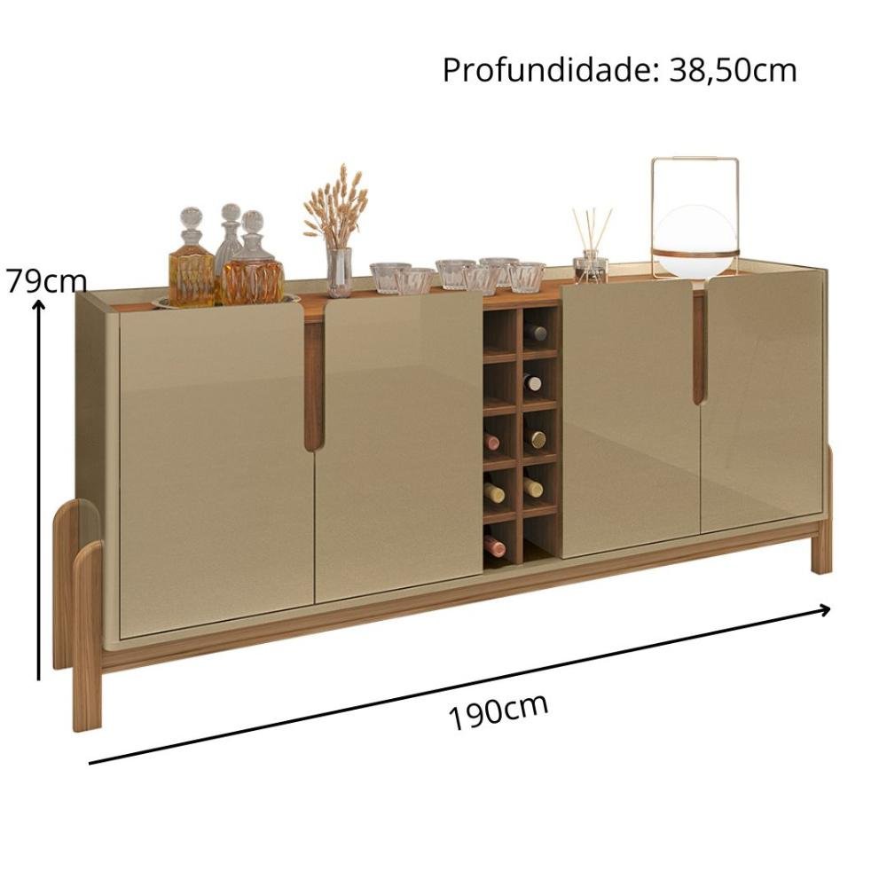 Buffet 190cm 4 Portas com Adega Lizz Casa D Champagne/cedro - 8