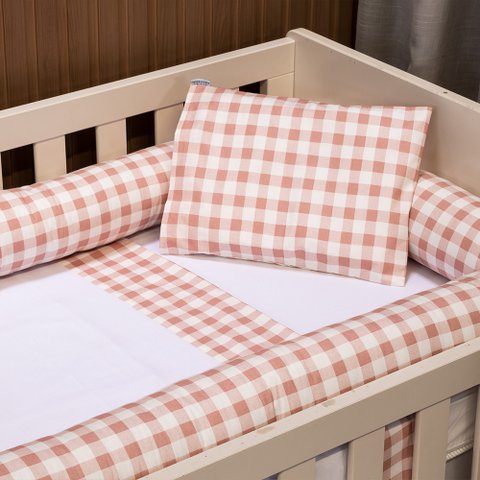 Jogo de Lençol Berço Americano 3 Peças 100% Algodão Moderninhos:xadrez Rosê