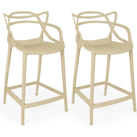 Kit 2 Banquetas Média Allegra 66cm Design Cozinha/bancada - Nude