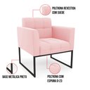 Ver imagem 6 de Poltrona Elisa Suede Rosa Bebê Base Metálica Industrial Preto - D'Rossi