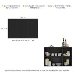 Aparador Buffet 3 Portas Veneza Multimóveis MP1007 Preto - 4