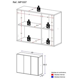 Aparador Buffet 3 Portas Veneza Multimóveis MP1007 Preto - 5