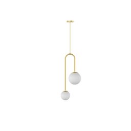 Pendente Luminária Dupla Duno Globo de Vidro - Dourado - 1