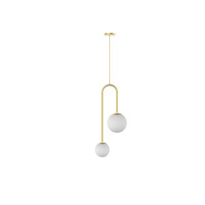 Pendente Luminária Dupla Duno Globo de Vidro - Dourado