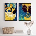 Ver imagem 1 de Conjunto 2 Quadros Decorativos Arte Orixá oxum 24x18cm - com Vidro:madeira Preta
