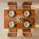 Ver imagem 2 de Conjunto Sala de Jantar 1 Mesa Retangular Tali 130cm 4 Cadeiras Miriti CabeCasa MadeiraOriginals