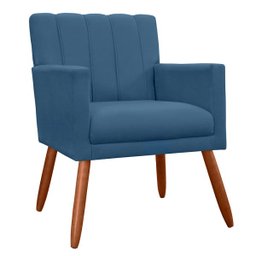 Poltrona Decorativa Cecilia Pés Palito Suede Azul Marinho - DS Estofados - 1